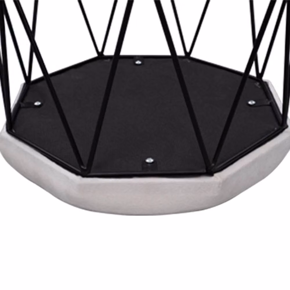 NESTLUNE White Upholstered Dressing Table Stool with Metal Frame – 3