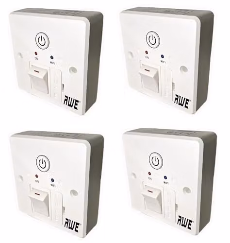 Awe 4 Pack Smart Wifi Fused 13A Timer Switch in White with Alexa and Google Voice Control