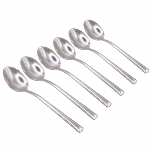 Argon Tableware Tondo Stainless Steel Teaspoons, Silver, Pack of 6