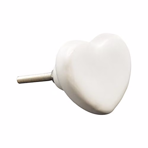 Nicola Spring White Ceramic Heart Design Cabinet Knob