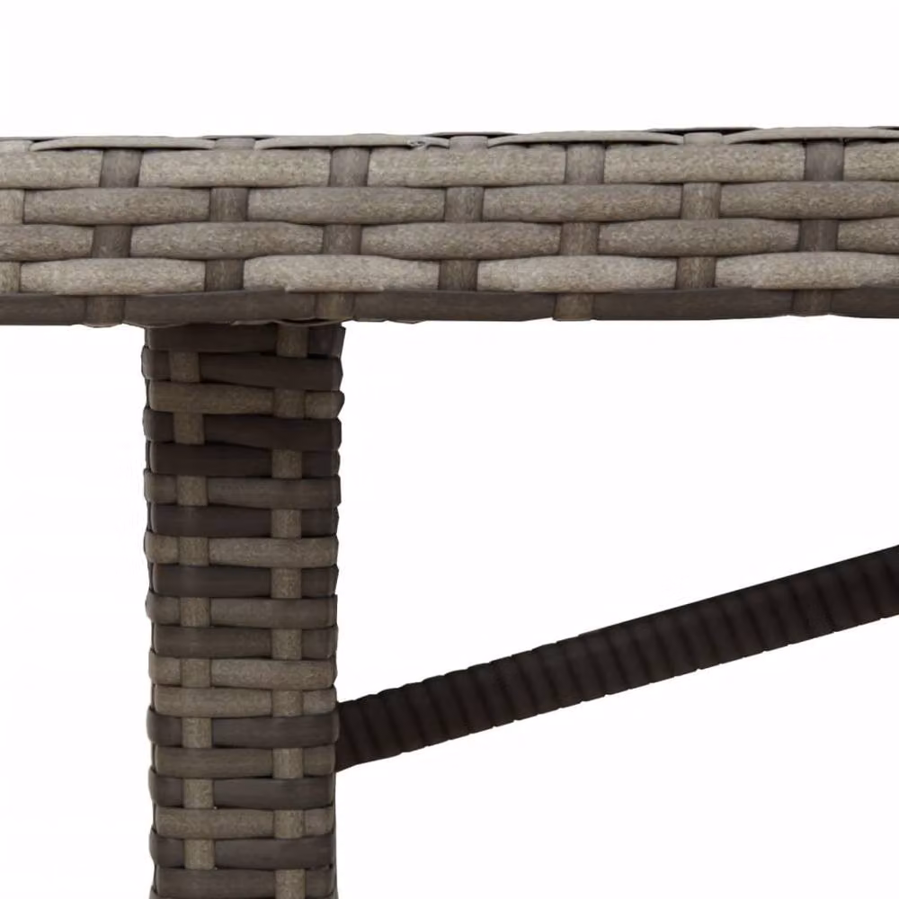 Berkfield Home Extendable Garden Table with Acacia Wood Top and Grey Poly Rattan, W: 190 cm, D: 80 cm, H: 74 cm – 5