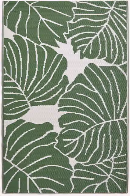 Homescapes Ada Botanical Green and White Reversible Outdoor Rug, W: 180 cm