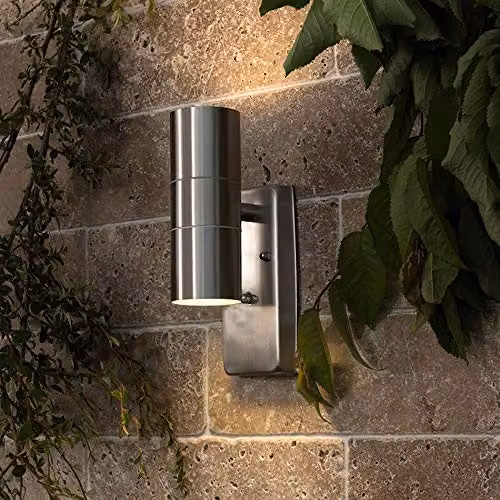 ValueLights MiniSun Modern Chrome Up/Down Outdoor LED Wall Light, IP44 Rated, W/D/H: 11.5 x 6.0 x 22.0 cm – 2