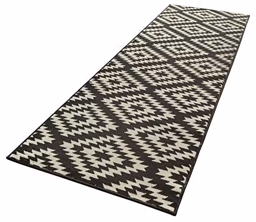 Hanse Home Nordic Diamond Design Polypropylene Runner Rug, Black & White, W: 80 cm, L: 250 cm – 4