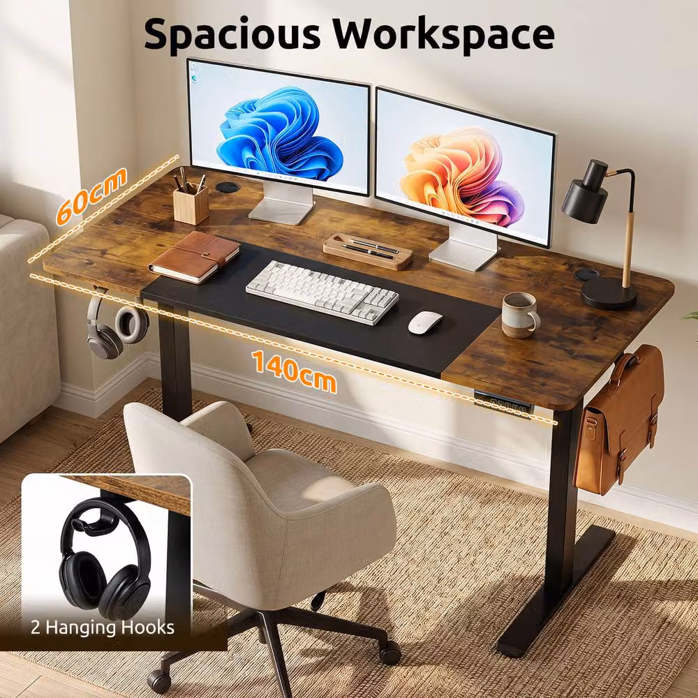 Gymax Height Adjustable Electric Standing Desk in Brown – 6