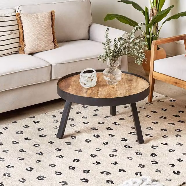 Wyld and Coco Beige Cotton Blend Woven Rug with Animal Motif, W/D: 160 x 230 cm
