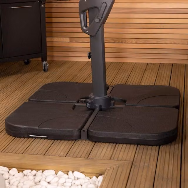 Charles Bentley Premium Concrete Parasol Base in Black, 50kg Total Weight (2 x 25kg Segments)