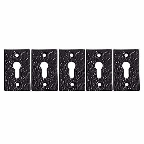Hammer and Tongs Rectangular Escutcheon Plate in Matt Black Iron, Pack of 5, W: 30 mm x H: 50 mm – 2