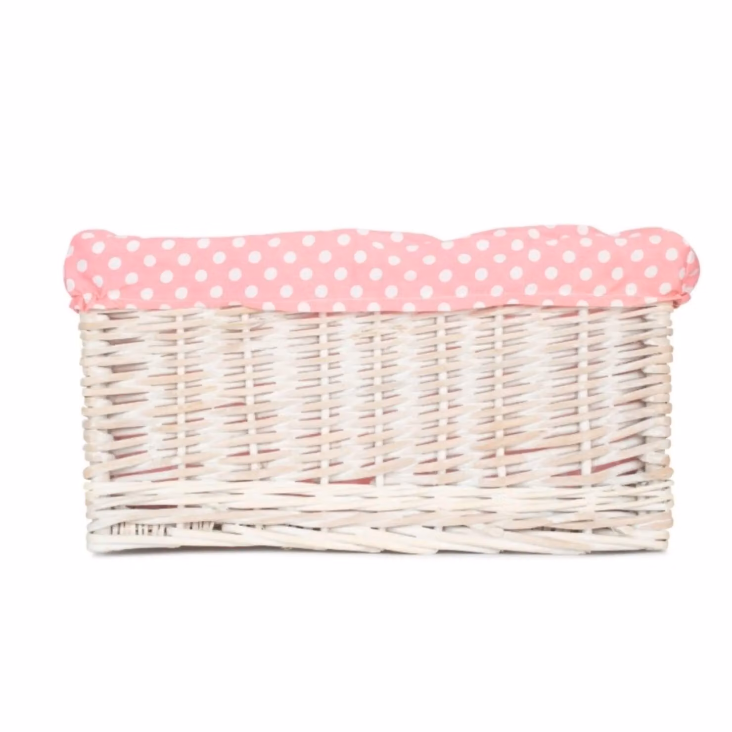 Red Hamper Wicker Storage Basket with Pink and White Spotty Lining, Diameter: 32 cm – 2