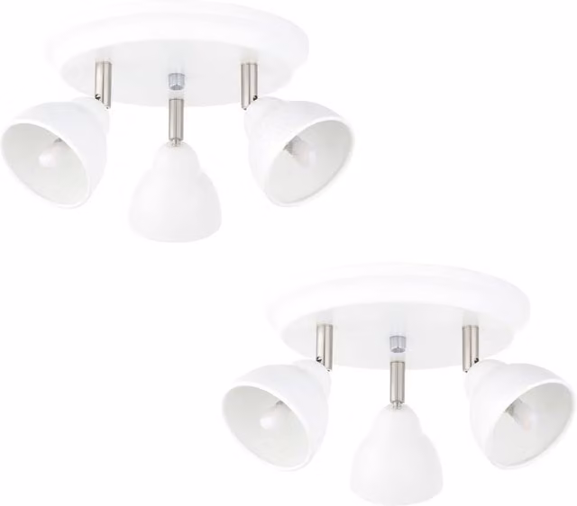 First Choice Lighting Monaco Set of 2 White and Brushed Chrome 3 Way Adjustable LED Ceiling Spotlights – 1