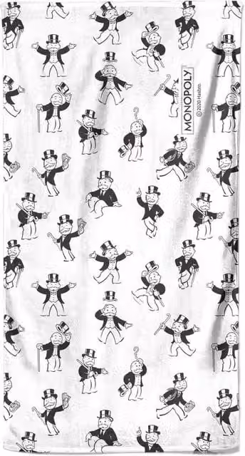 Monopoly Graphic Pattern Quick-Drying Fluffy Beach Towel in White