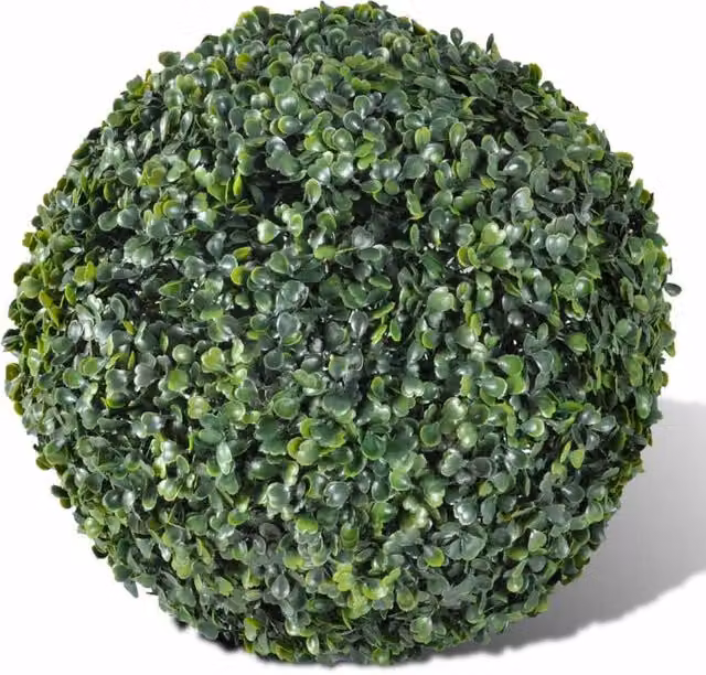 Berkfield Home Artificial Leaf Topiary Ball with Solar LED String Lights, 2 Pack, Green, Diameter: 27 cm – 1