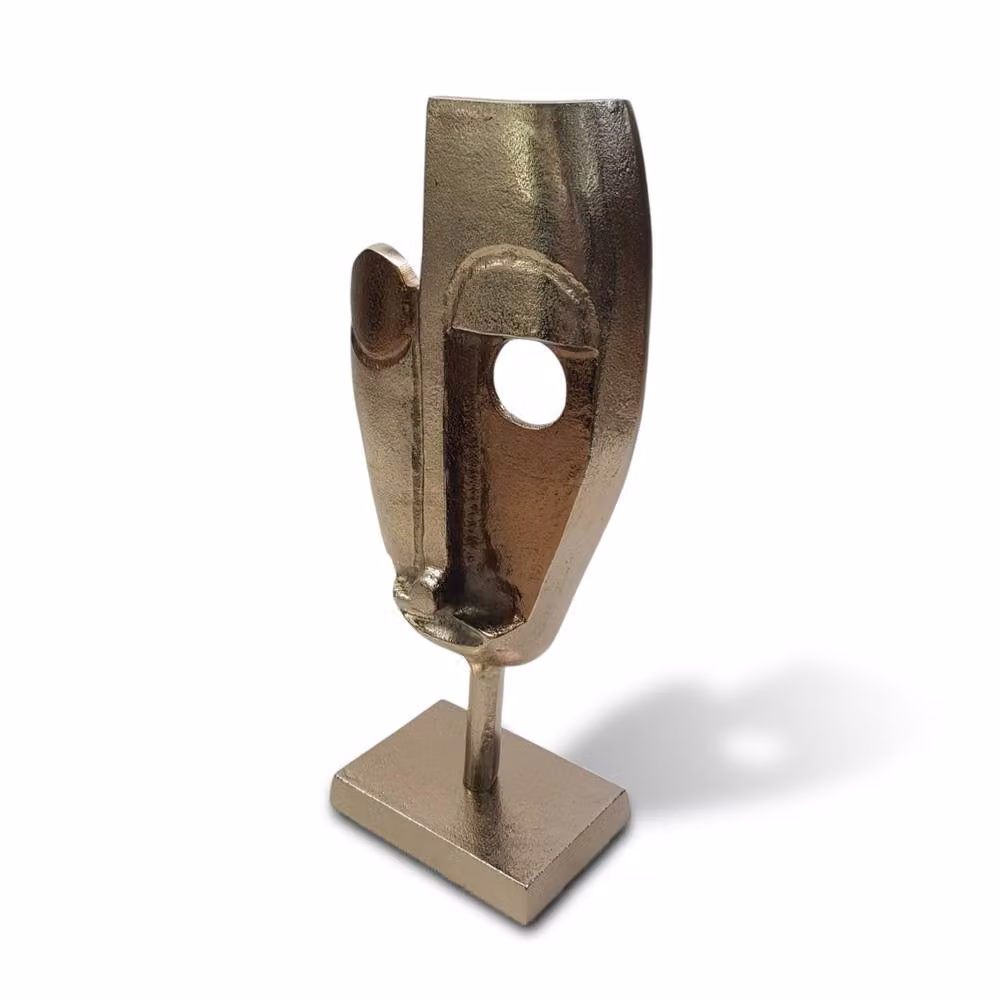 Elm Home And Garden Abstract Face Aluminium Sculpture Ornament in Gold – 2
