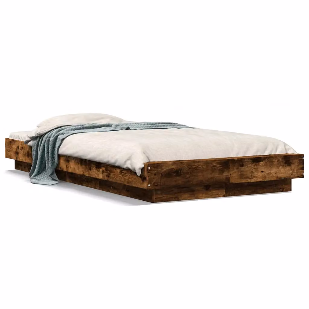Berkfield Home Modern Bed Frame in Smoked Oak, Brown, W: 100 cm, D: 200 cm – 2