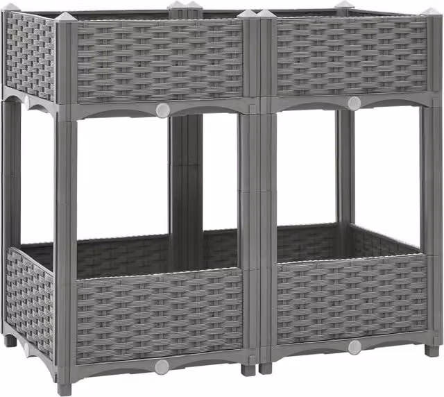 Berkfield Home Grey Polypropylene Raised Bed W/D/H: 80 x 40 x 71 cm