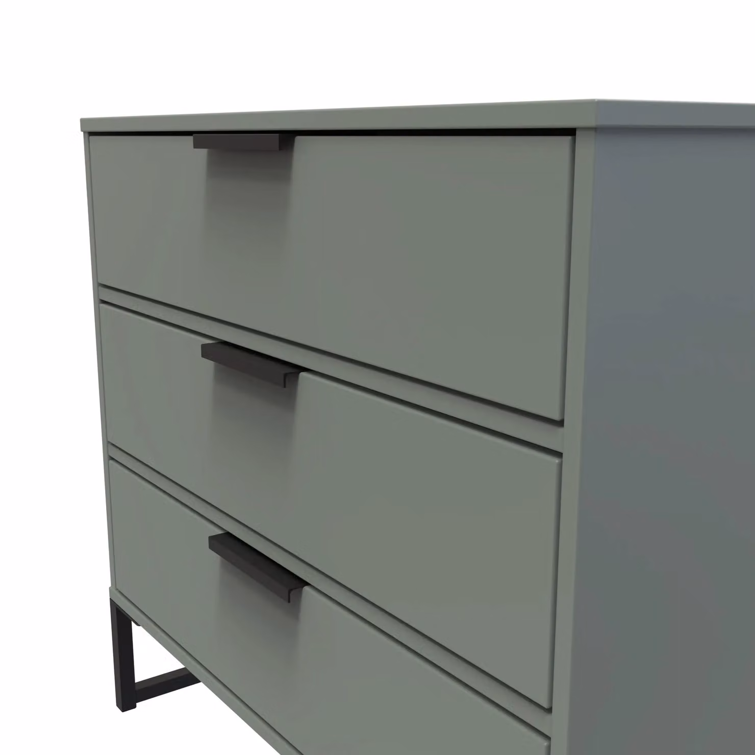 2 U Tamworth 3 Drawer Chest in Pale Green and Black with Metal Accents – 3