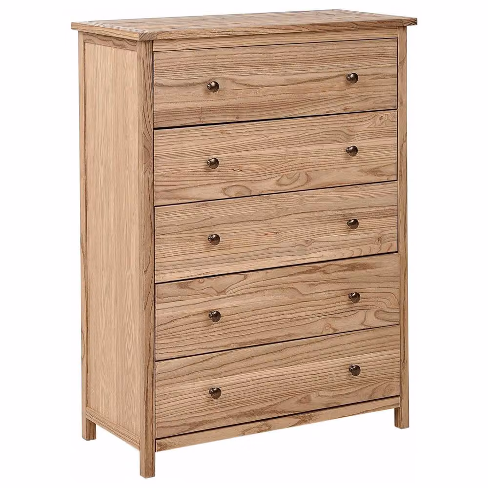 Wyld and Coco Sassafras 5 Drawer Sideboard in Brown Light Natural Wood Rustic Chest – 2