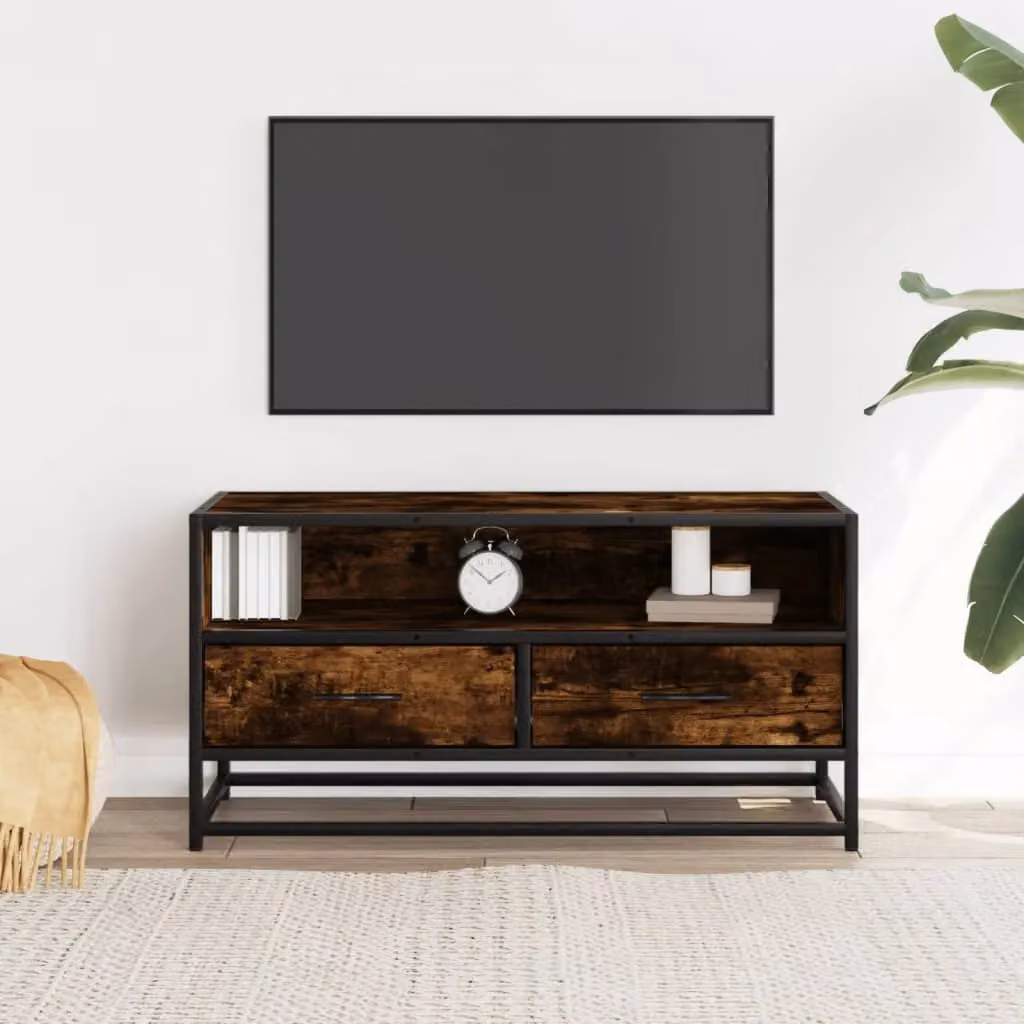 Berkfield Home Industrial TV Cabinet in Smoked Oak and Brown, W/D/H: 80 x 40 x 40 cm – 3