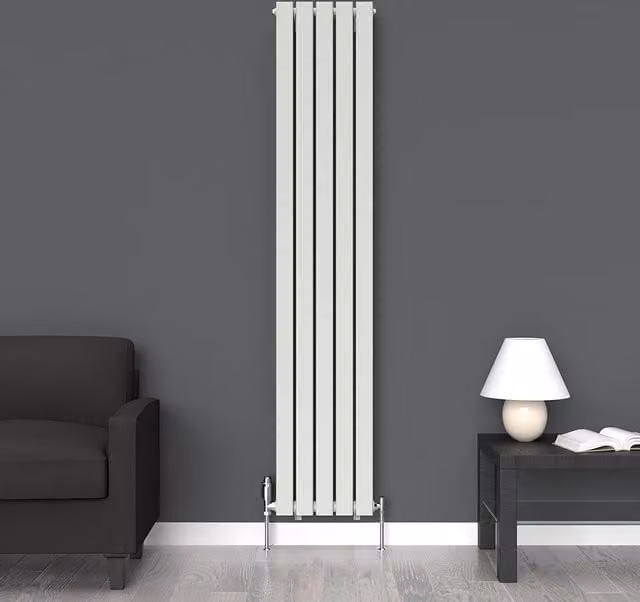 Lux Heat Flat Coloured Vertical Radiator in Dove Grey, H 180 cm x W 35 cm