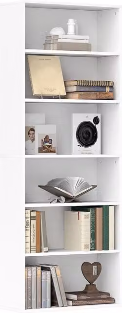HOMCOM Six Shelf Freestanding Bookcase with Adjustable Shelves in White