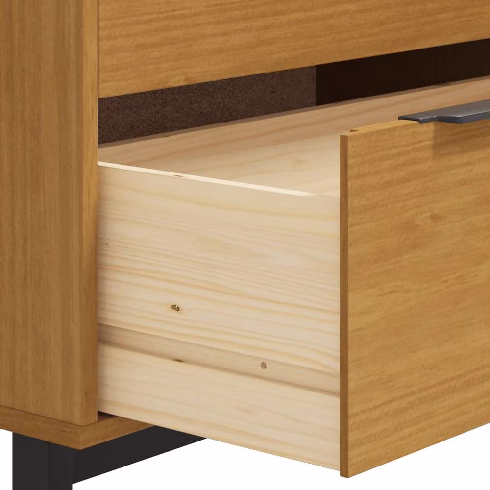 Berkfield Home Beautiful FLAM Drawer Cabinet in Brown Solid Pine Wood W/D/H: 80 x 40 x 80 cm – 5