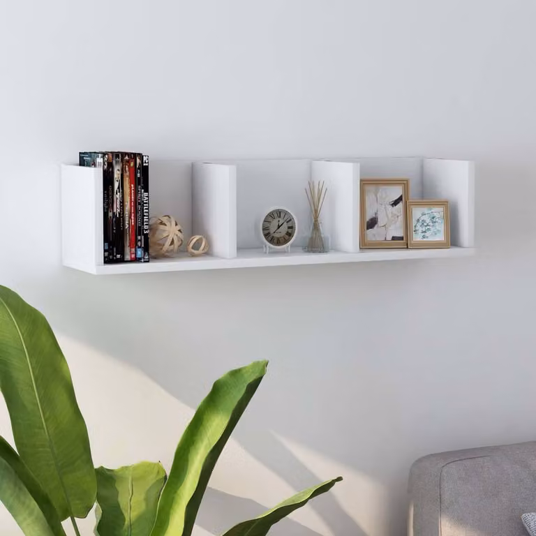 Berkfield Home White Wall Mounted CD Shelf, W/D/H: 75 x 18 x 18 cm