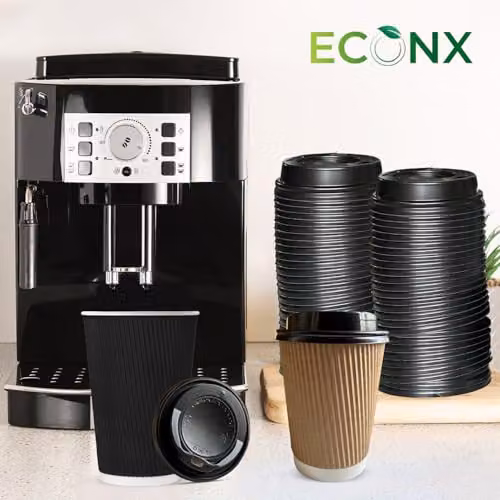 ECONX Black Sip-Through Disposable Coffee Cup Lids, 90mm, 500 Pieces – 4