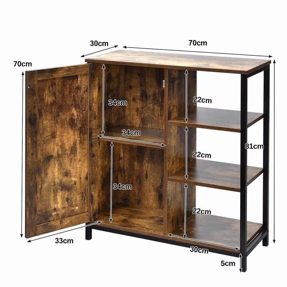 KORVIXA Industrial Freestanding Cupboard Sideboard in Brown, Width: 100 cm – 2