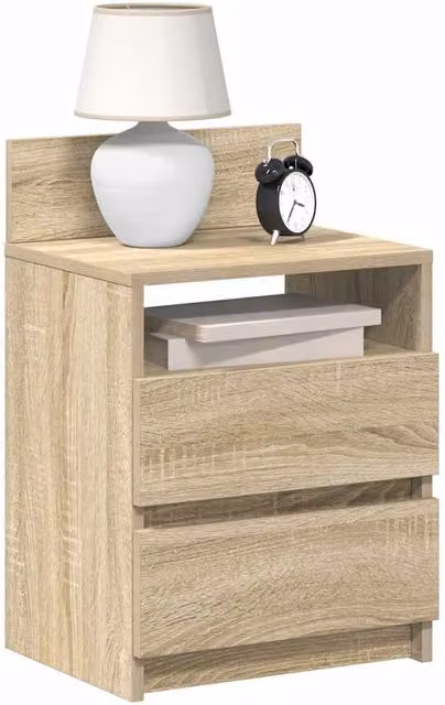 Berkfield Home Set of 2 Bedside Cabinets with 2 Drawers in Sonoma Oak Brown, W: 40 cm, D: 33 cm, H: 60 cm