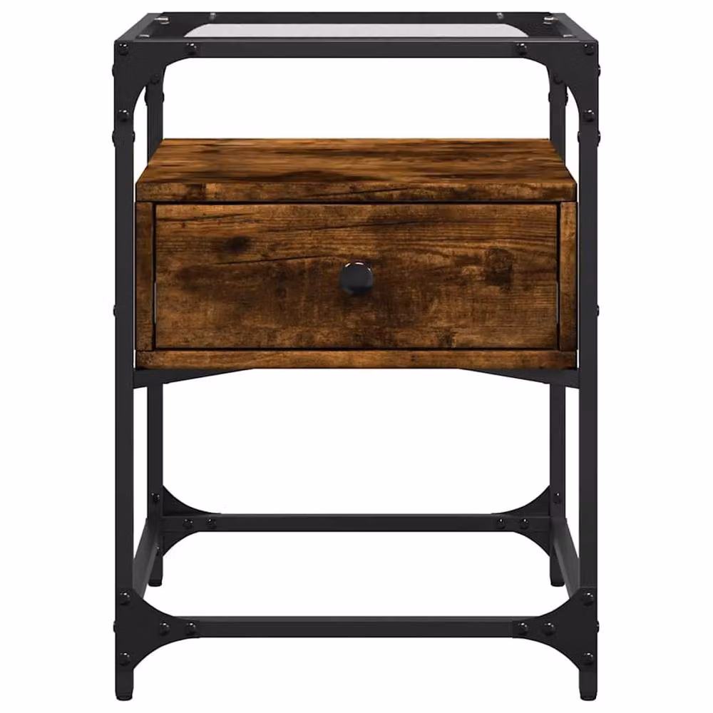Berkfield Home Decorative Bedside Cabinet in Smoked Oak Brown, W/D/H: 40 x 40 x 55 cm – 4
