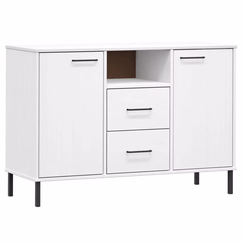 Berkfield Home Oslo Solid Wood Sideboard in White with Metal Legs, W/D/H: 113 x 40 x 77 cm – 2