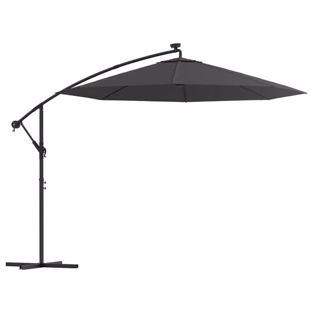 Berkfield Home Anthracite Black Cantilever Umbrella with LED Lights and Steel Pole, 300 cm – 2