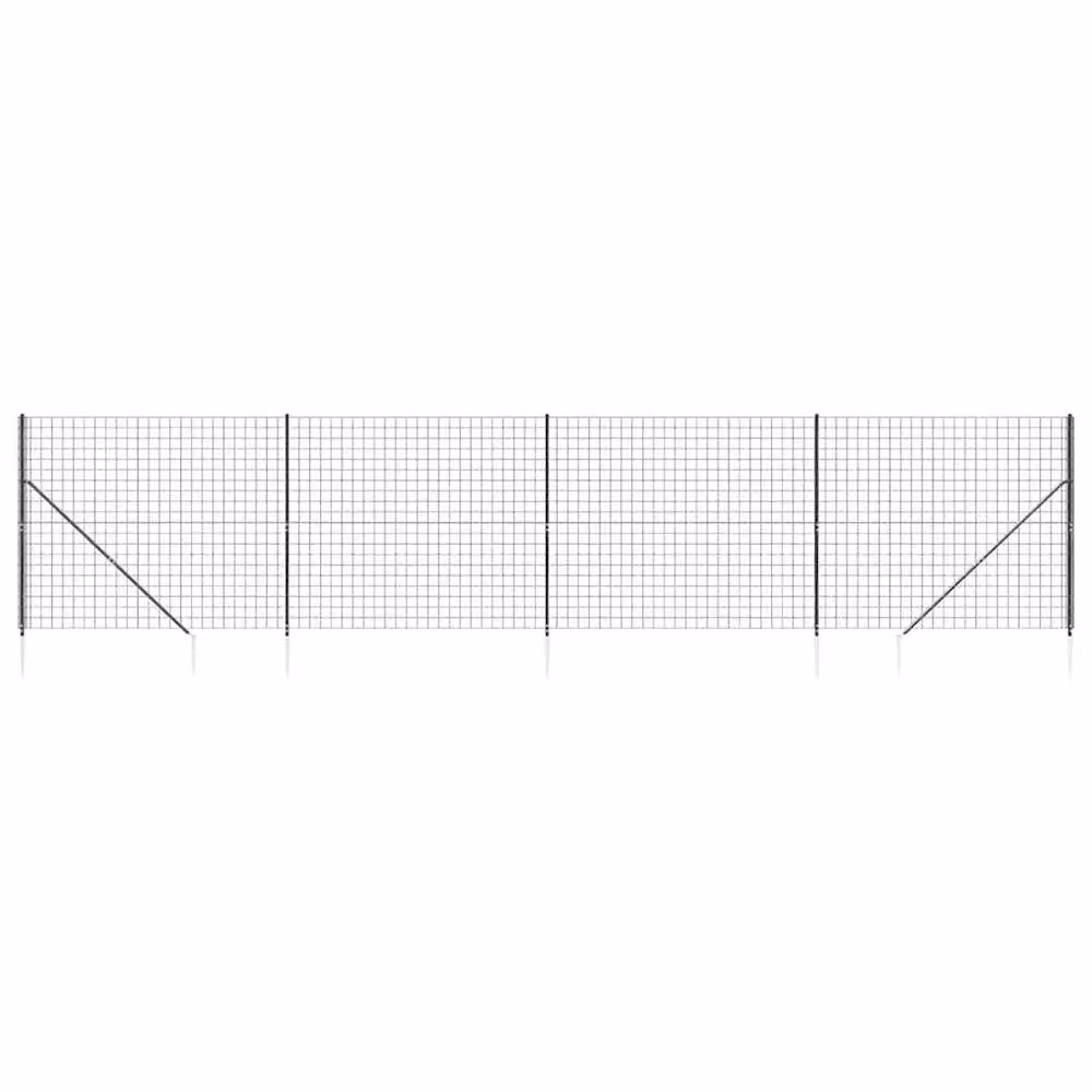 Berkfield Home Durable PVC-Coated Wire Mesh Fence with Spike Anchors, Anthracite Black, W: 10 m, H: 1.6 m – 2