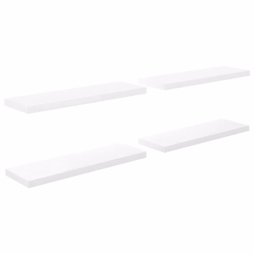 Berkfield Home Floating Wall Shelves, 4 Piece Set, High Gloss White MDF, W: 80 cm, D: 23.5 cm, H: 3.8 cm – 2