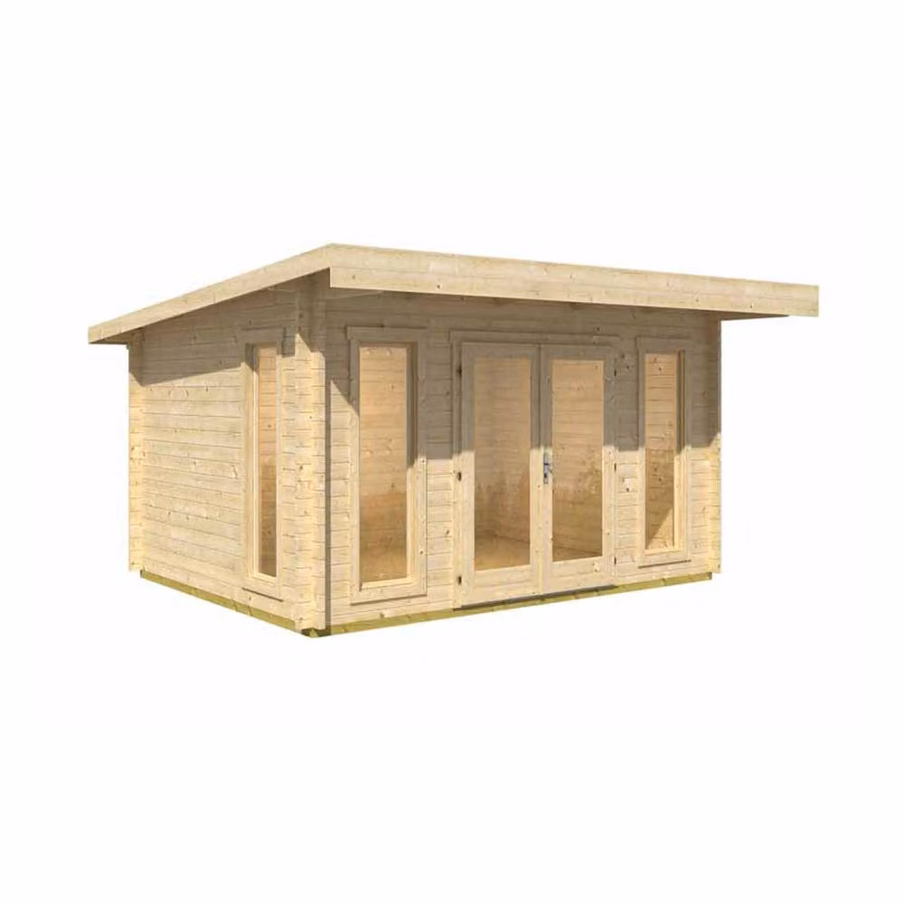 Lasita Maja Ltd Barbados 3-Log Cabin Garden Room and Home Office in Natural, W: 419 cm, D: 459 cm, H: 241.94 cm – 2