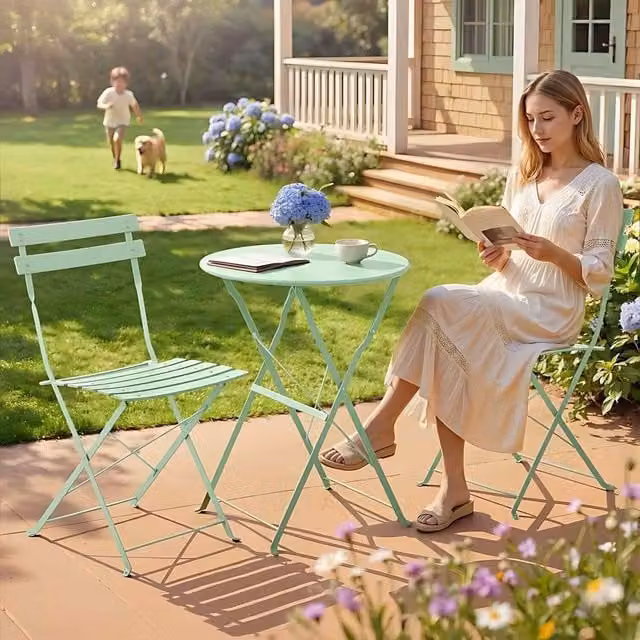 The Bazaarist 3 Piece Folding Bistro Set in Matt Green