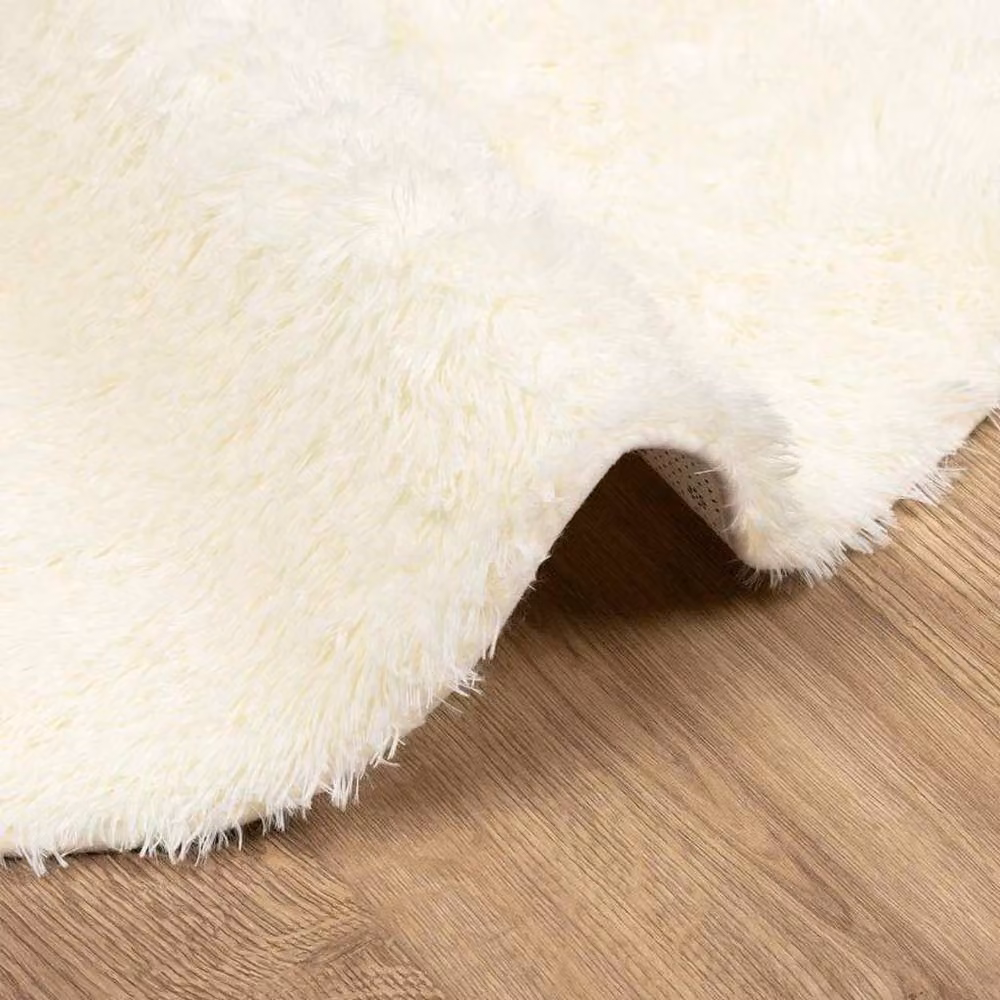 Berkfield Home Navarra Shaggy High Pile Round Rug in Beige, W/D: 200 x 200 cm – 2