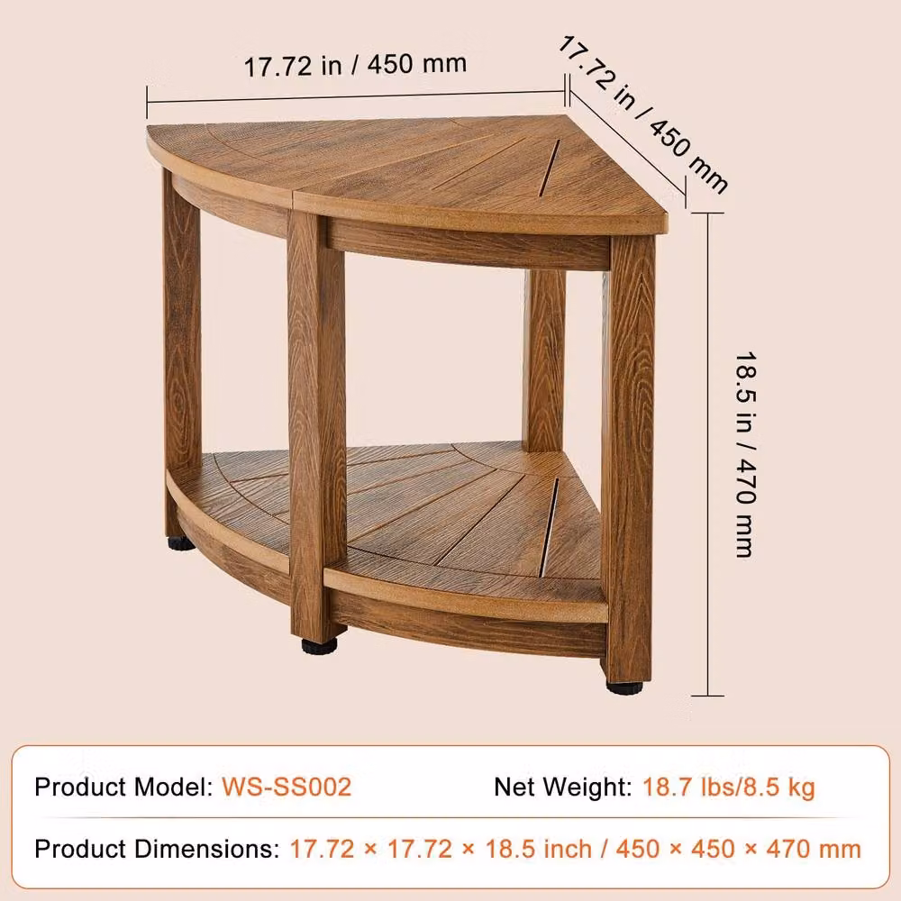 VEVOR Durable Non-Slip Shower Bench in Brown Faux Wood Grain Polystyrene – 2