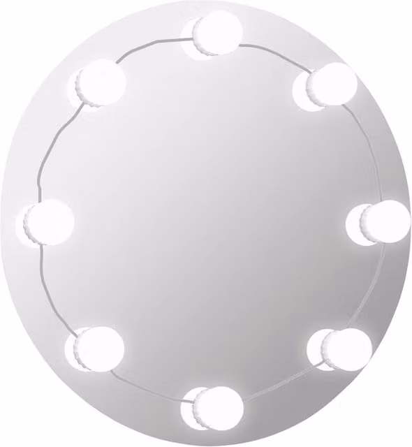 Berkfield Home Round Glass Wall Mirror with LED Lights in Silver – 1