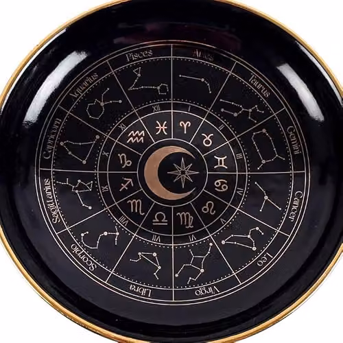 Something Different Wholesale Black and Gold Astrology Wheel Ceramic Trinket Dish – 2