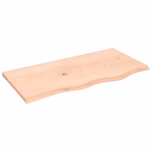 vidaXL Wall Shelf in Untreated Solid Oak, Natural Brown, W: 80 cm, D: 40 cm, H: 2 cm