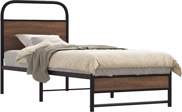 Berkfield Home Bed Frame in Brown Oak, W/D/H: 190 x 75 x 75 cm – 1