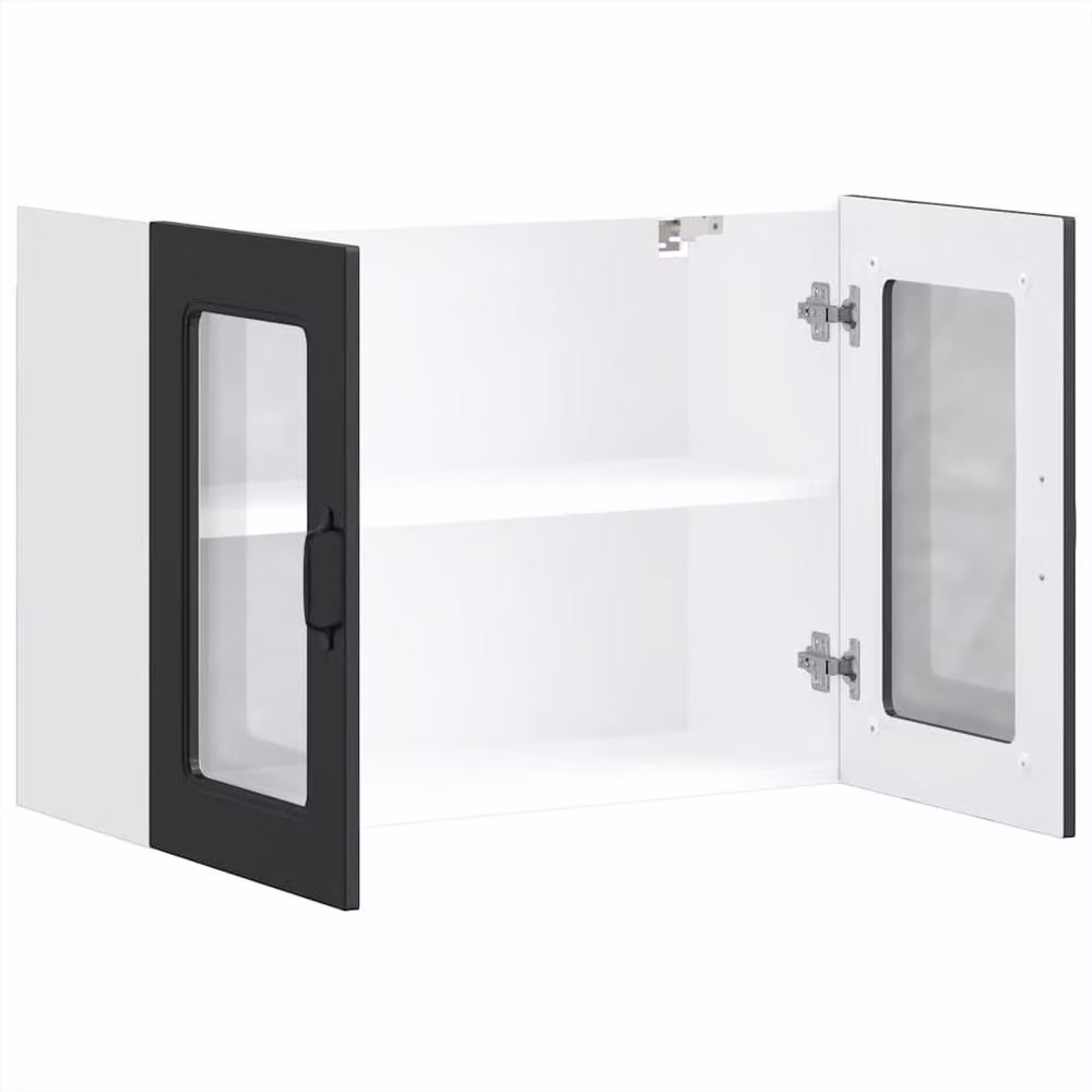 Berkfield Home Kalmar Black Wall Mounted Kitchen Cabinet with Glass Doors and Internal Shelves, W: 60.0 cm, H: 80.0 cm, D: 31.0 cm – 4
