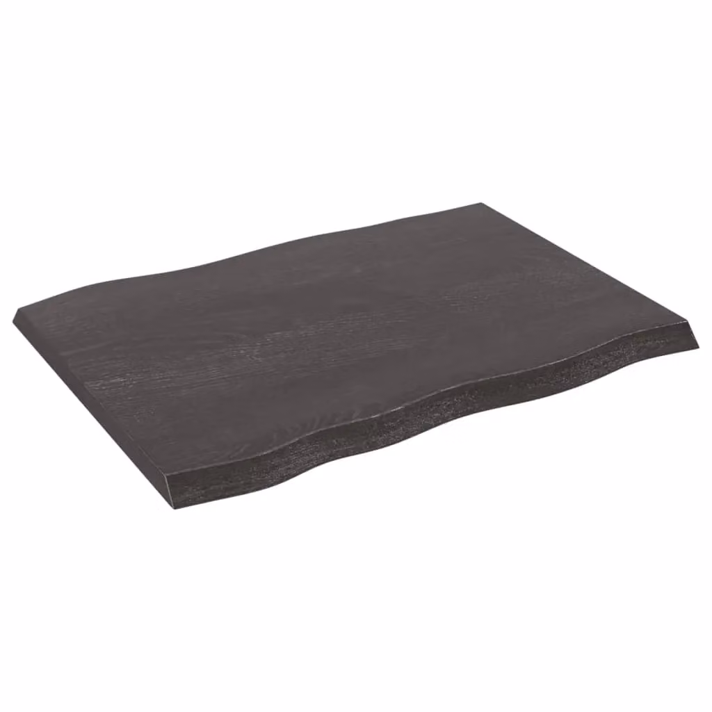 Berkfield Home Table Top Live Edge Countertop, Treated Solid Wood in Dark Grey and Brown, W: 80 cm, D: 60 cm – 2