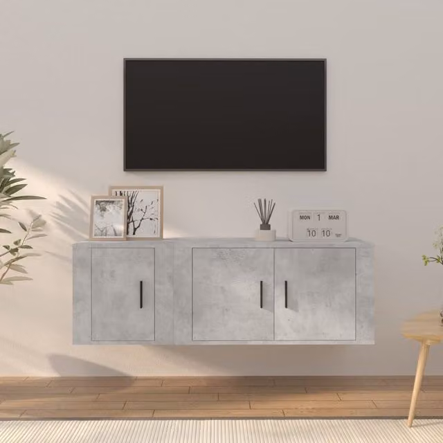 Berkfield Home 2 Piece TV Cabinet Set in Concrete Grey Matt Engineered Wood