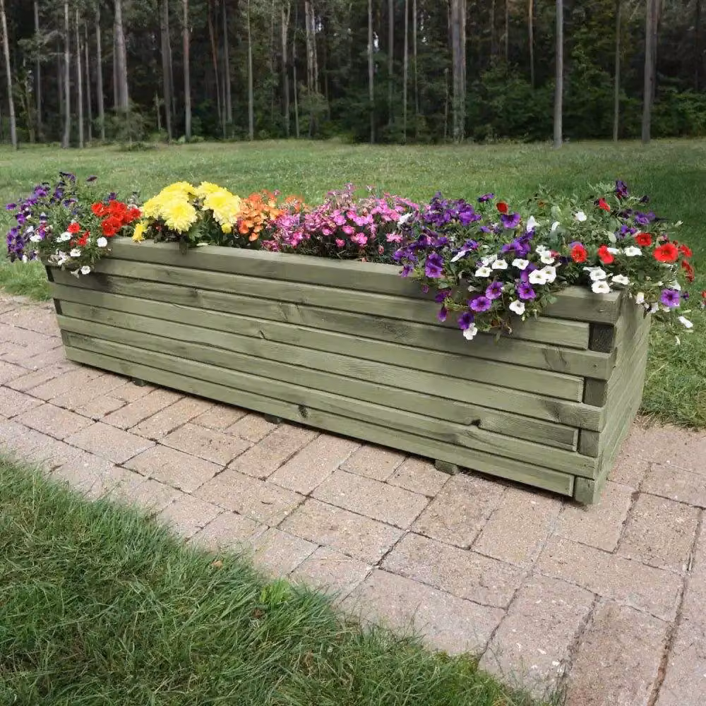 Access Garden Products Pine Raised Trough Planter in Green, W: 120 cm, D: 40 cm, H: 40 cm – 3