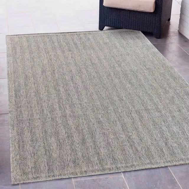Desire Rugs Modern Herringbone Waterproof Indoor-Outdoor Rectangular Rug, Grey, W: 200 cm, D: 290 cm