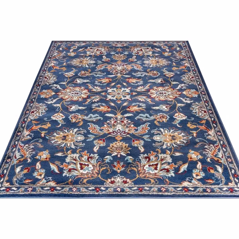 THE RUGS Caracci Orient Rug with Vintage Floral Design in Blue, W: 80 cm, L: 120 cm – 4