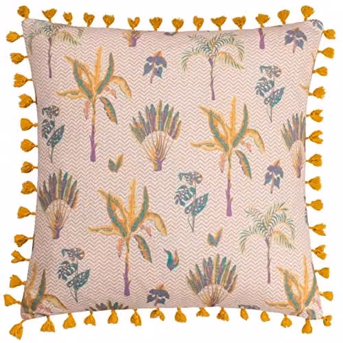 Riva Home Coral Floral Boho Square Polyester Cushion W/D/H: 50 x 50 x 50 cm