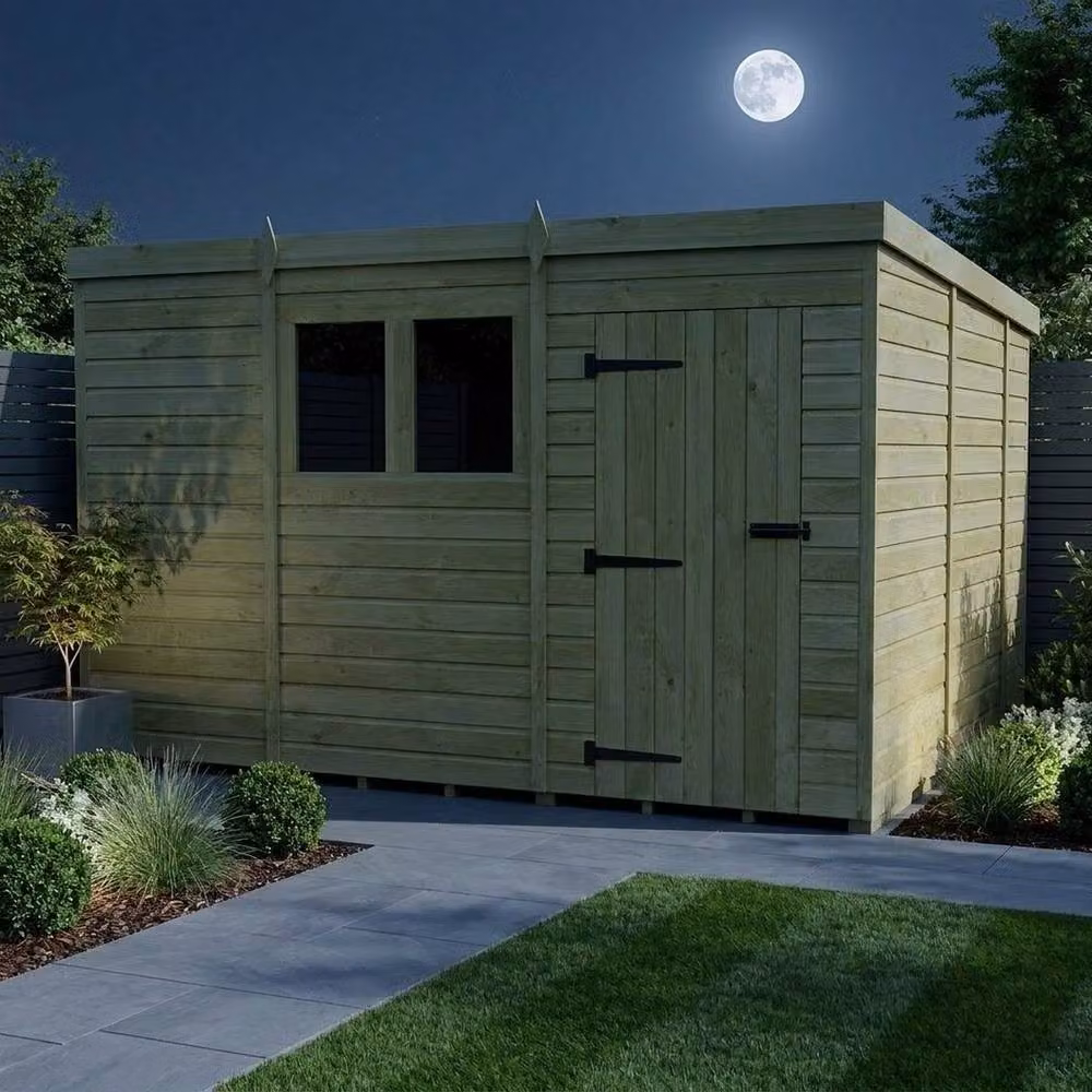Buttercup Farm Natural Timber Pent Garden Shed with Single Door and Windows W/D/H: 305 x 305 x 210 cm – 3